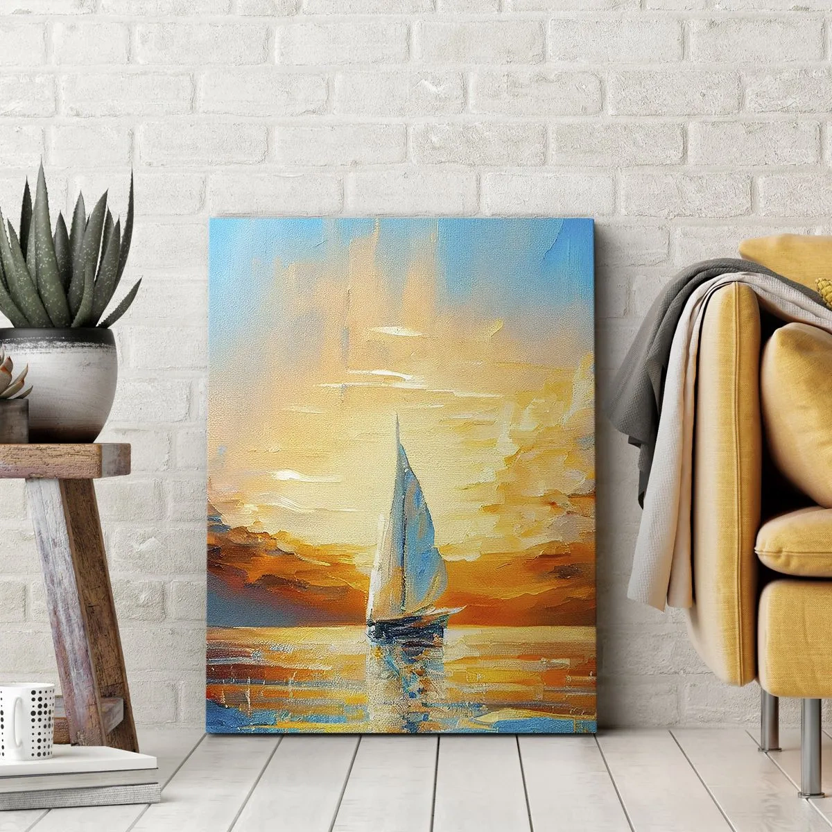 Canvas picture - Sailing in Gold - 80x120 cm