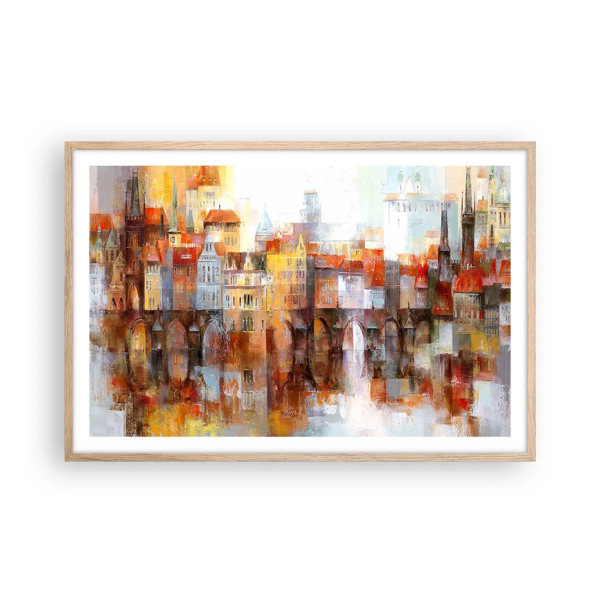 Poster in light oak frame - Under The Bridge It Is Also Pretty - 91x61 cm