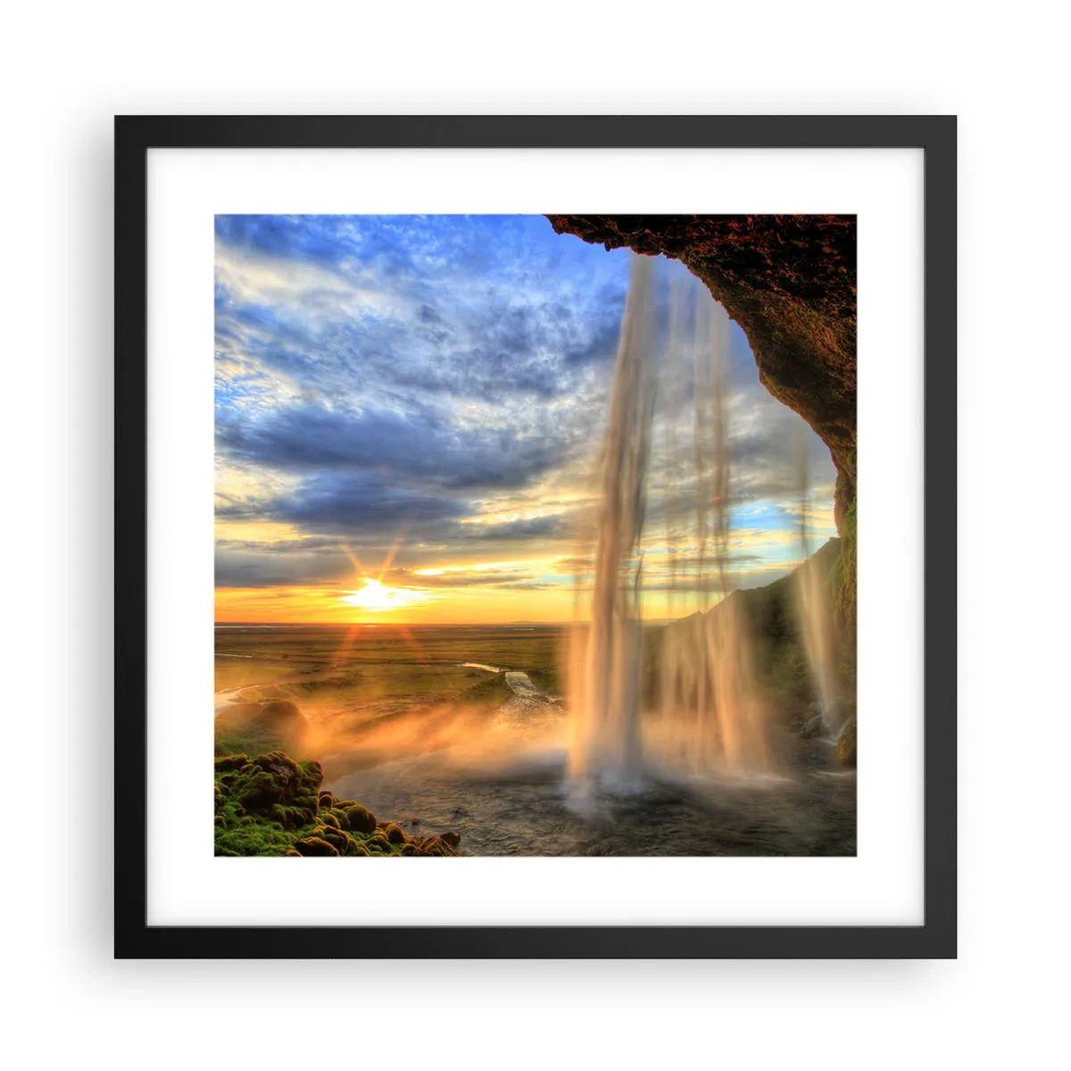 Poster in black frame - World behind Raindrops - 40x40 cm