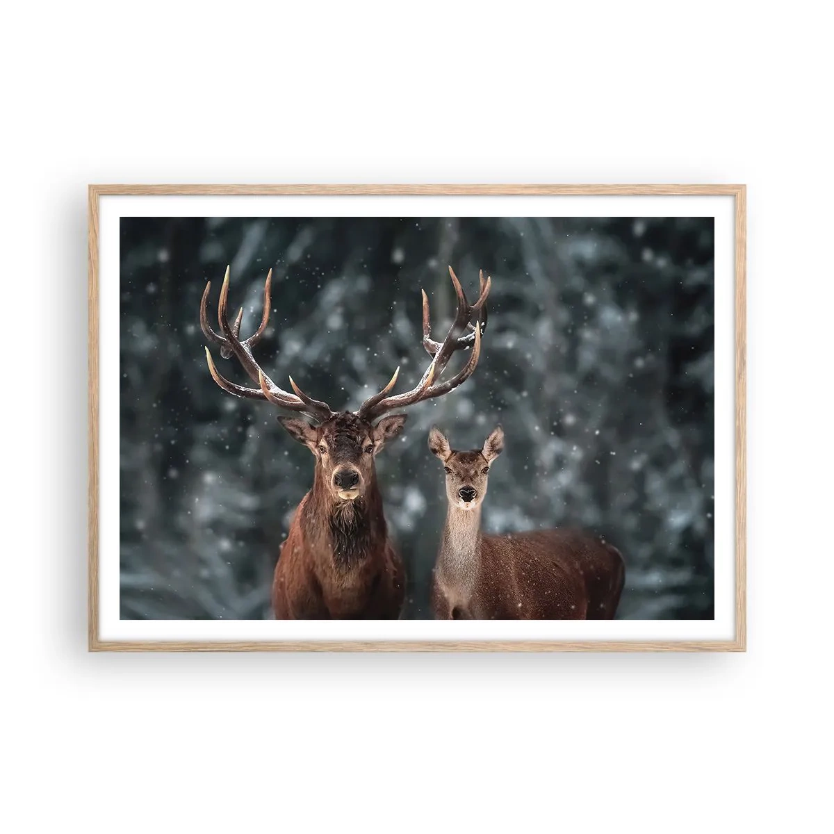 Poster in light oak frame - Master of the Forest with His Wife - 100x70 cm