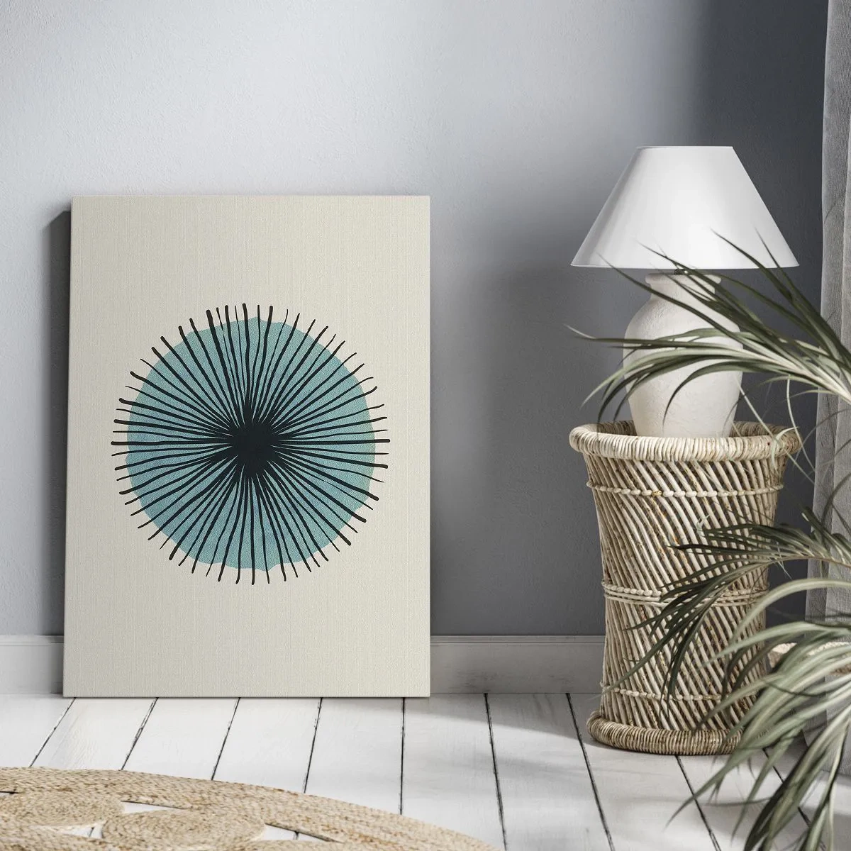 Canvas picture - Rays on Blue - 50x70 cm