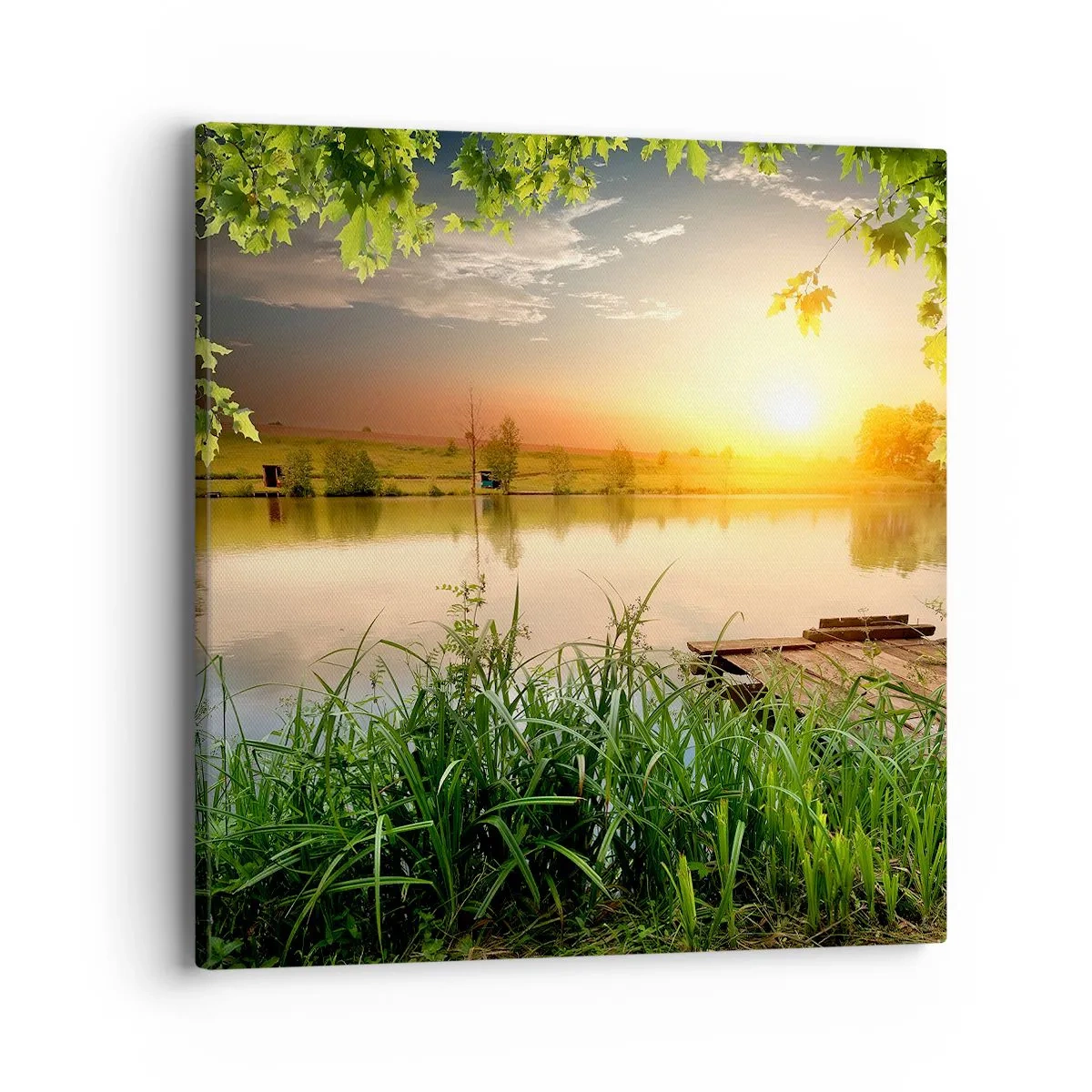 Canvas picture - Landscape in a Green Frame - 40x40 cm