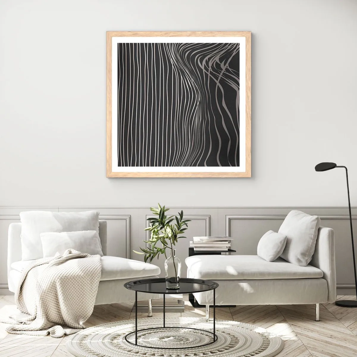 Poster in light oak frame - Rhythm and Accent - 40x40 cm