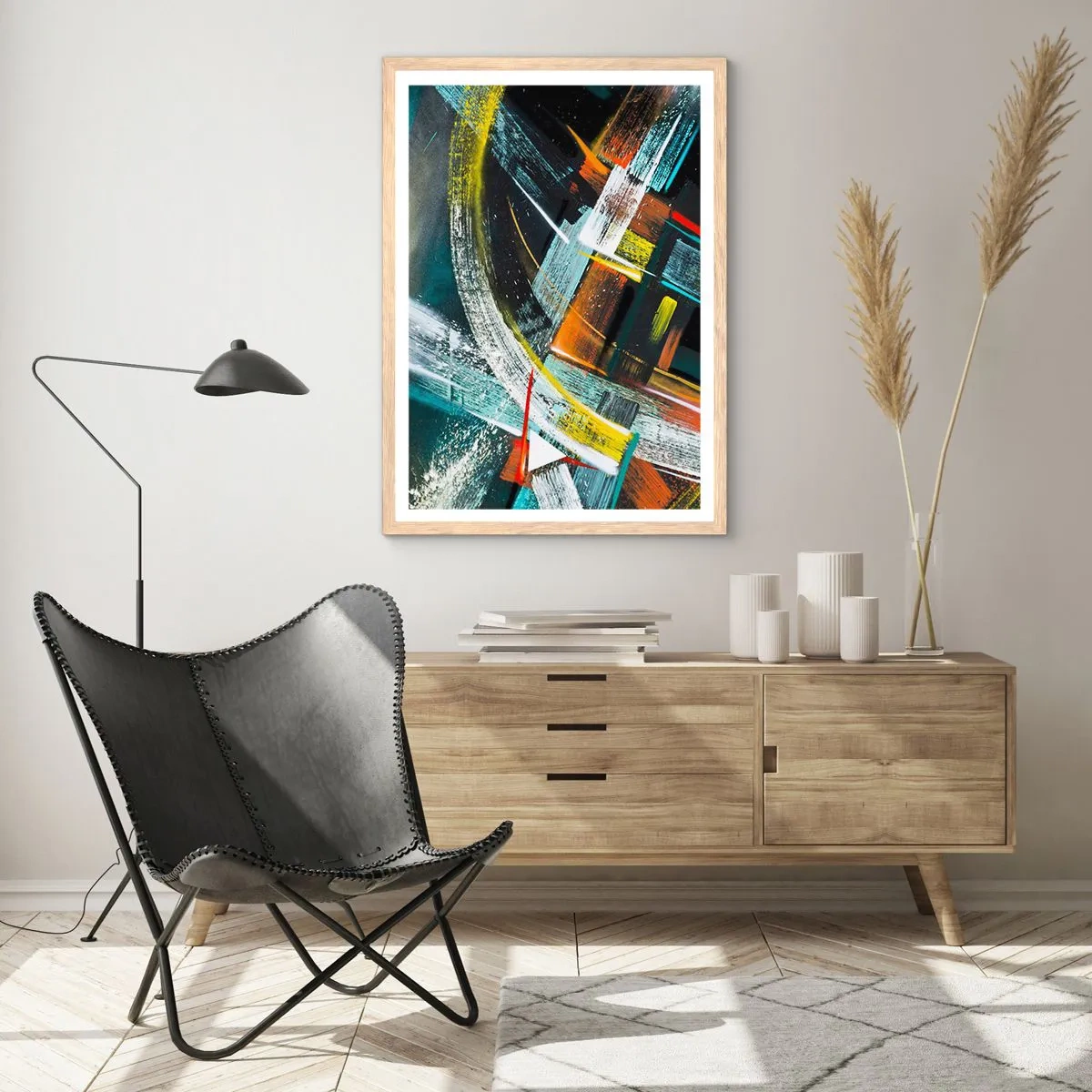 Poster in light oak frame - Energy of Movement - 70x100 cm