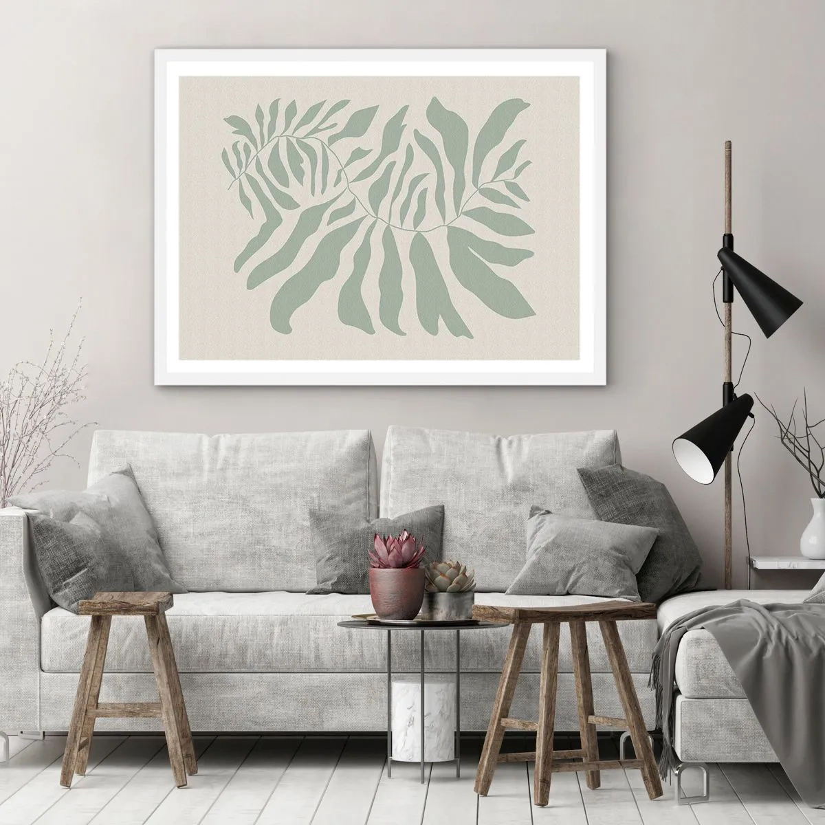 Poster in white frmae - Emerald Branch - 91x61 cm