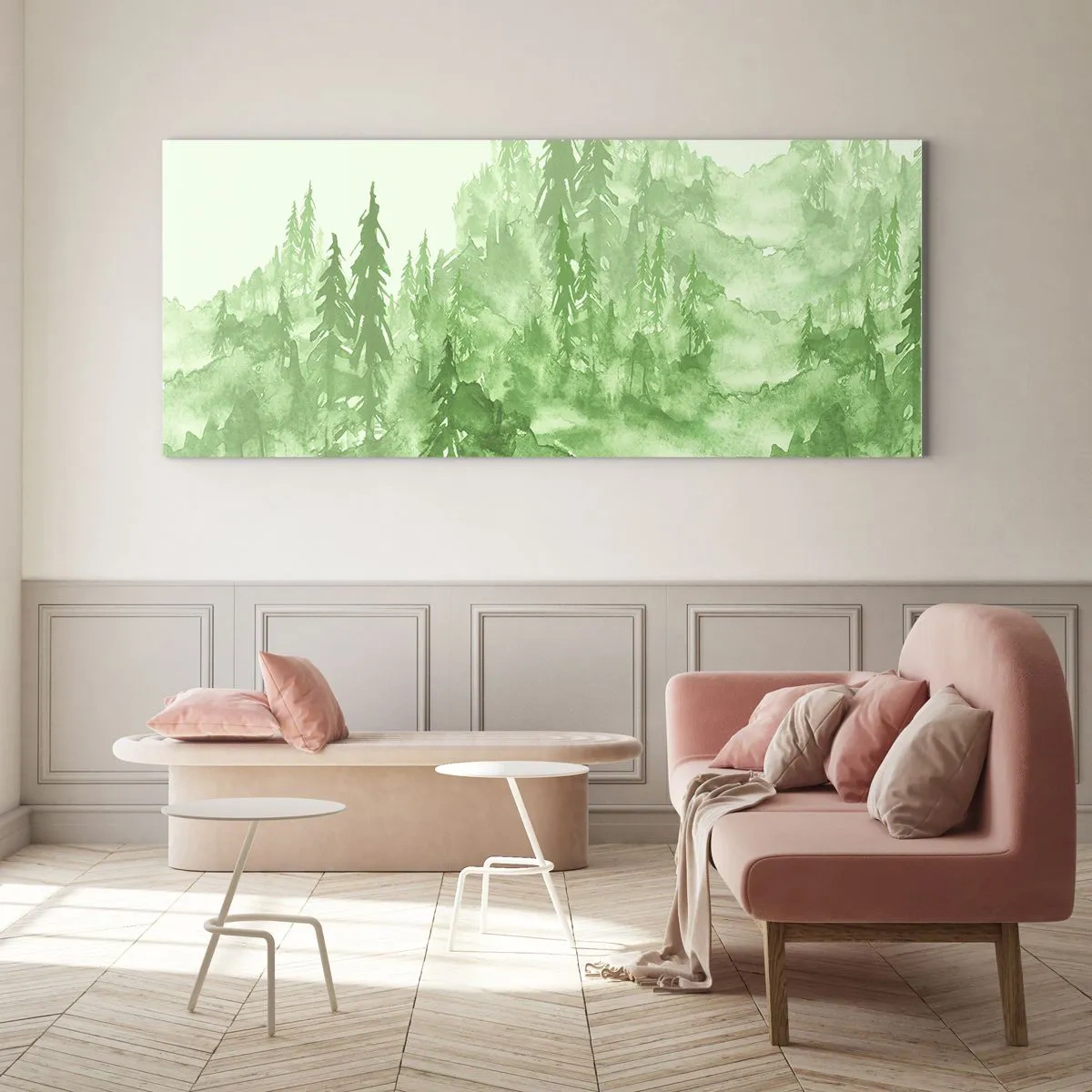 Glass picture - Behind a Green Fog - 120x50 cm