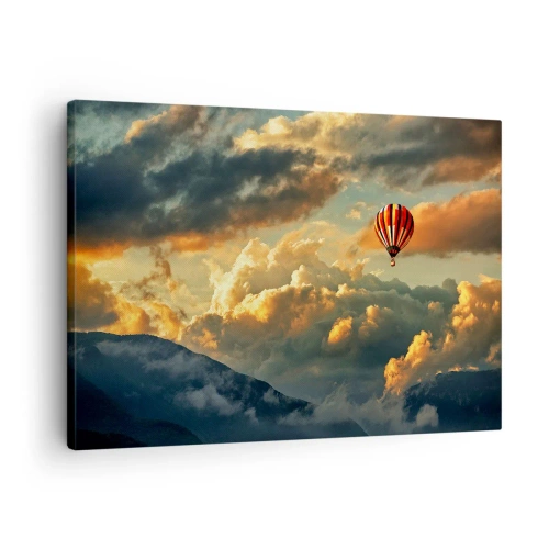 Canvas picture - A balloon against a backdrop of dramatic clouds - 70x50cm - I Like Flying - Modern wall decoration for the living room and bedroom ARTTOR
