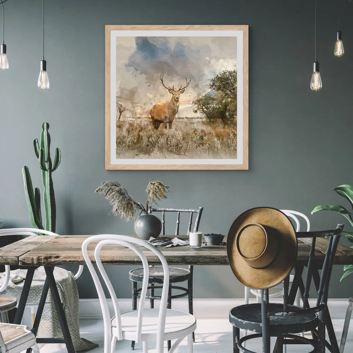 Poster in light oak frame - Dignity - Strength - Majesty - 40x40 cm