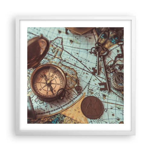 Poster in white frmae - For Adventurers - 50x50 cm