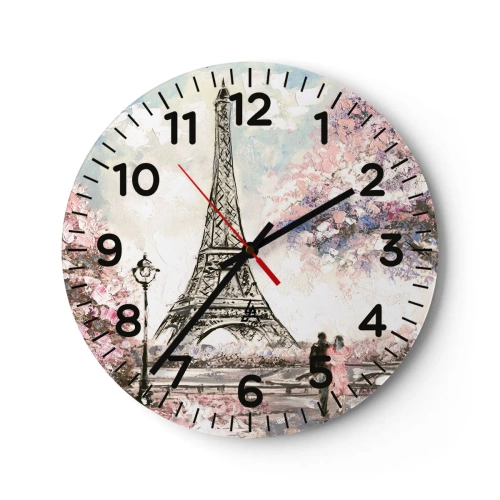 Wall clock - Clock on glass - April Walk in Paris - 40x40 cm