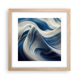 Poster in light oak frame - Fluidity of Blue and White - 30x30 cm