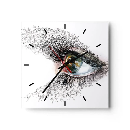 Wall clock - Clock on glass - Look straight into the Soul - 40x40 cm