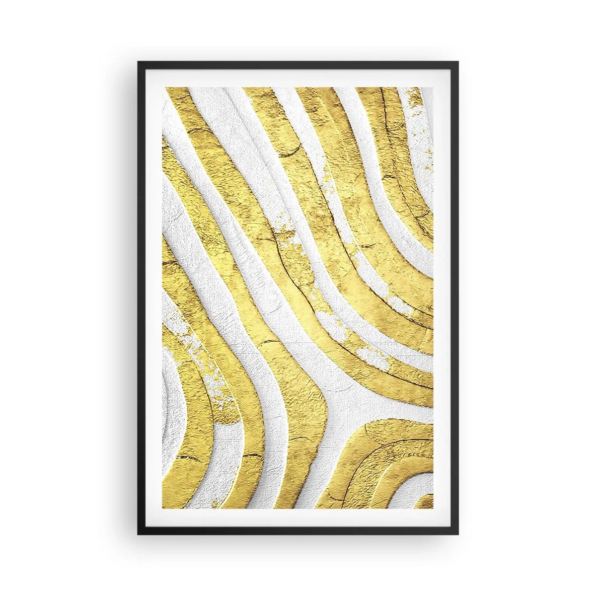 Poster in black frame - Composition in White and Gold - 61x91 cm