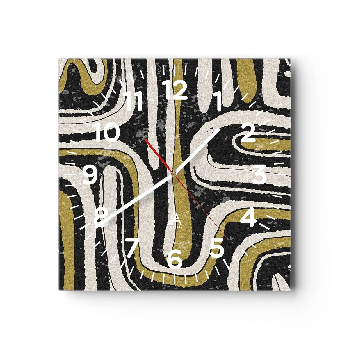 Wall clock - Clock on glass - Compositions: Tracks and Alleys - 40x40 cm