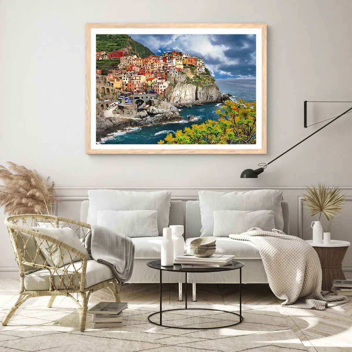 Poster in light oak frame - Hugging the Rocks - 100x70 cm