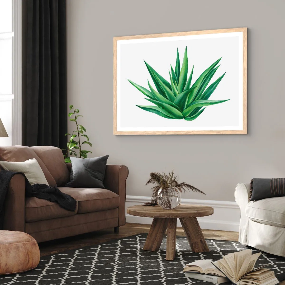 Poster in light oak frame - Green - Power - Life - 100x70 cm