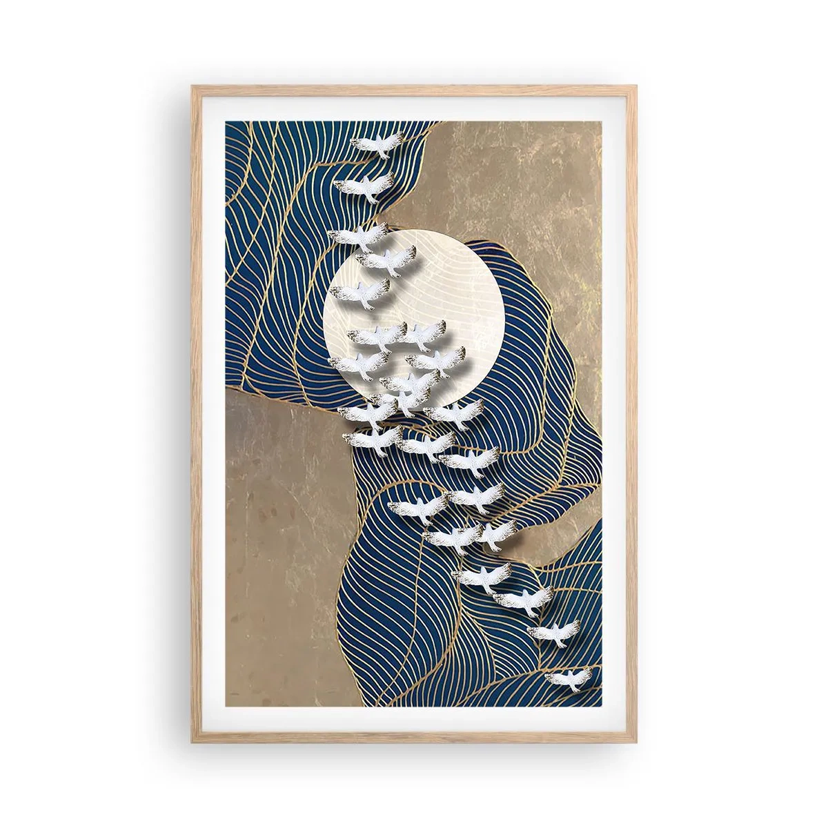 Poster in light oak frame - Freedom, Travel, Community - 61x91 cm