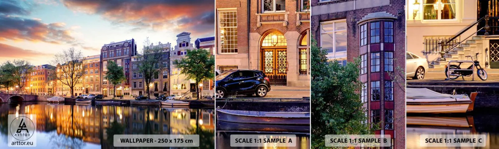 Photo Wallpaper Sample Standard Eco - Reserved and Calm Dutch Beaty - City, Architecture, Amsterdam - 100x30 cm