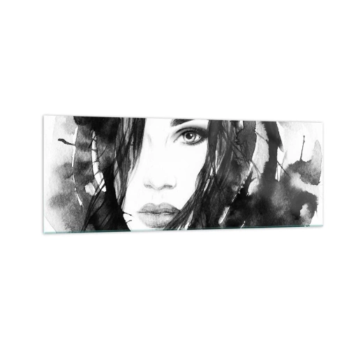 Glass picture - Portriat of a Lady in Black and White - 140x50 cm