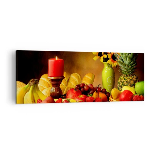 Canvas picture - Still Nature with Bread and Fruit - 140x50 cm