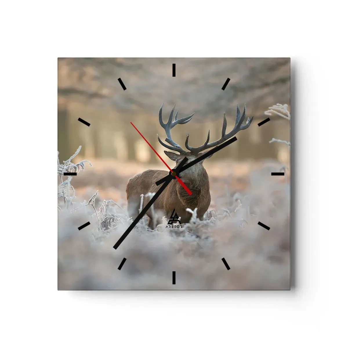 Wall clock - Clock on glass - Chilly Morning - 30x30 cm
