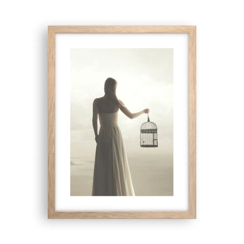 Poster in light oak frame - Be Free - 30x40 cm