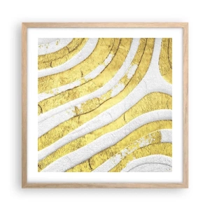 Poster in light oak frame - Composition in White and Gold - 50x50 cm