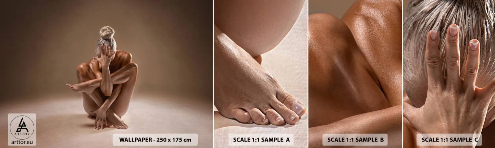 Photo Wallpaper Sample Standard Eco - Unity of Body and Spirit - Body, Woman, Model - 100x30 cm