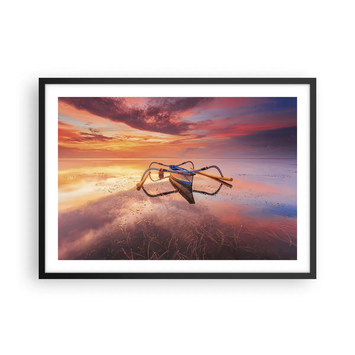 Poster in black frame - Tranquility of Tropical Evening - 70x50 cm