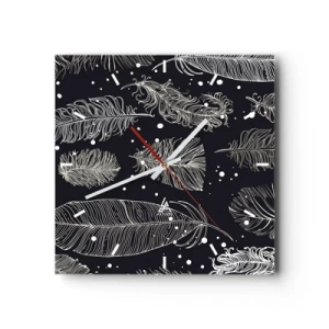Wall clock - Clock on glass - Feathery Lace - 30x30 cm