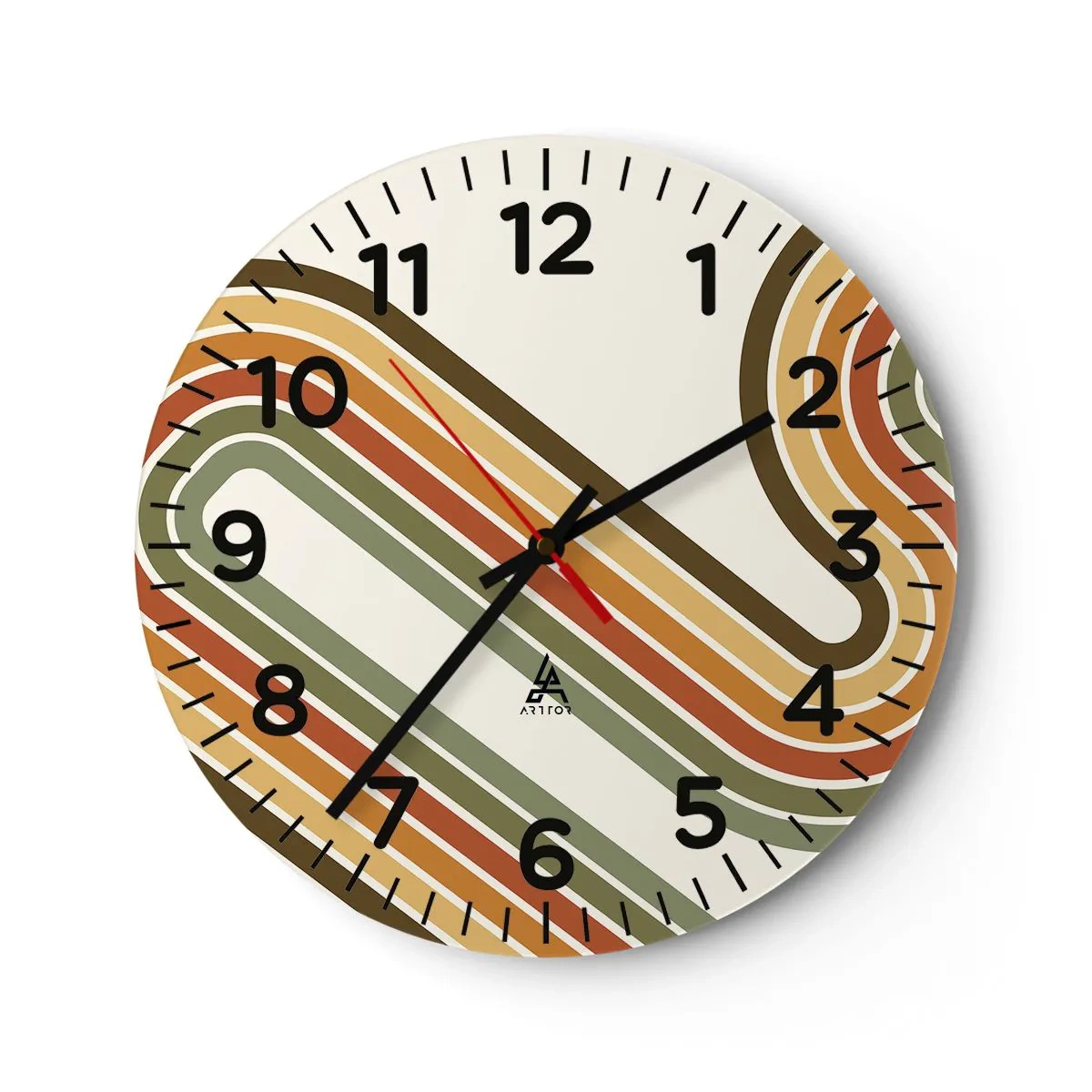 Wall clock - Clock on glass - Zigzaging towards the Goal - 30x30 cm