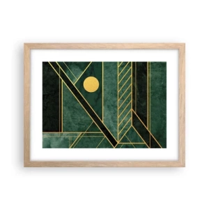 Poster in light oak frame - Dynamics of Gold and Azure - 40x30 cm
