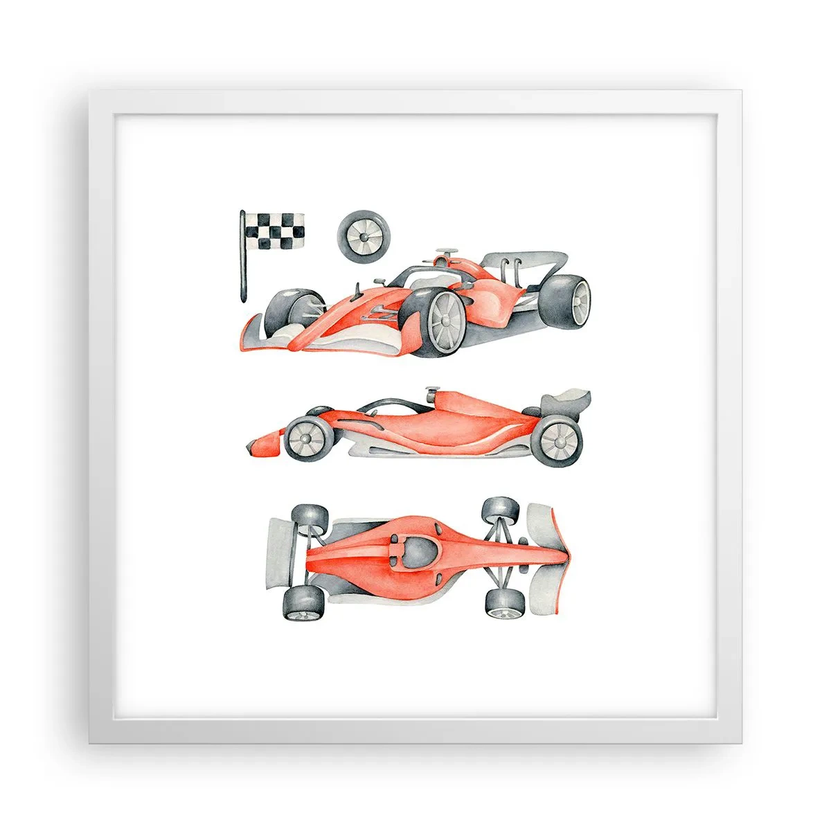 Poster in white frmae - Race for the Dreams - 40x40 cm