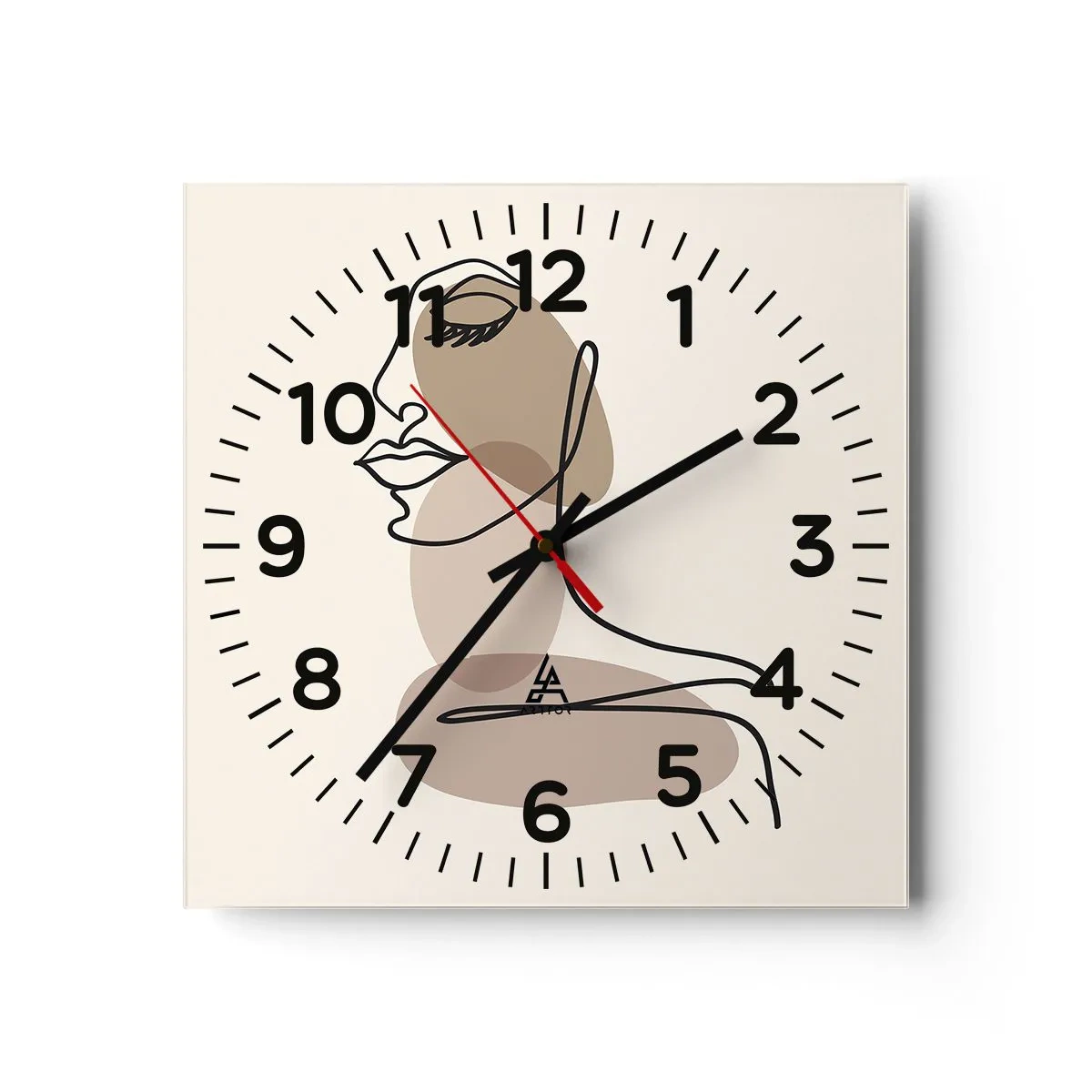 Wall clock - Clock on glass - Listening to Herself - 30x30 cm