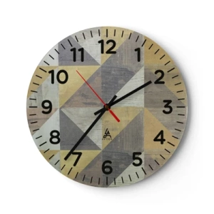 Wall clock - Clock on glass - The Art. of Triangles - 40x40 cm