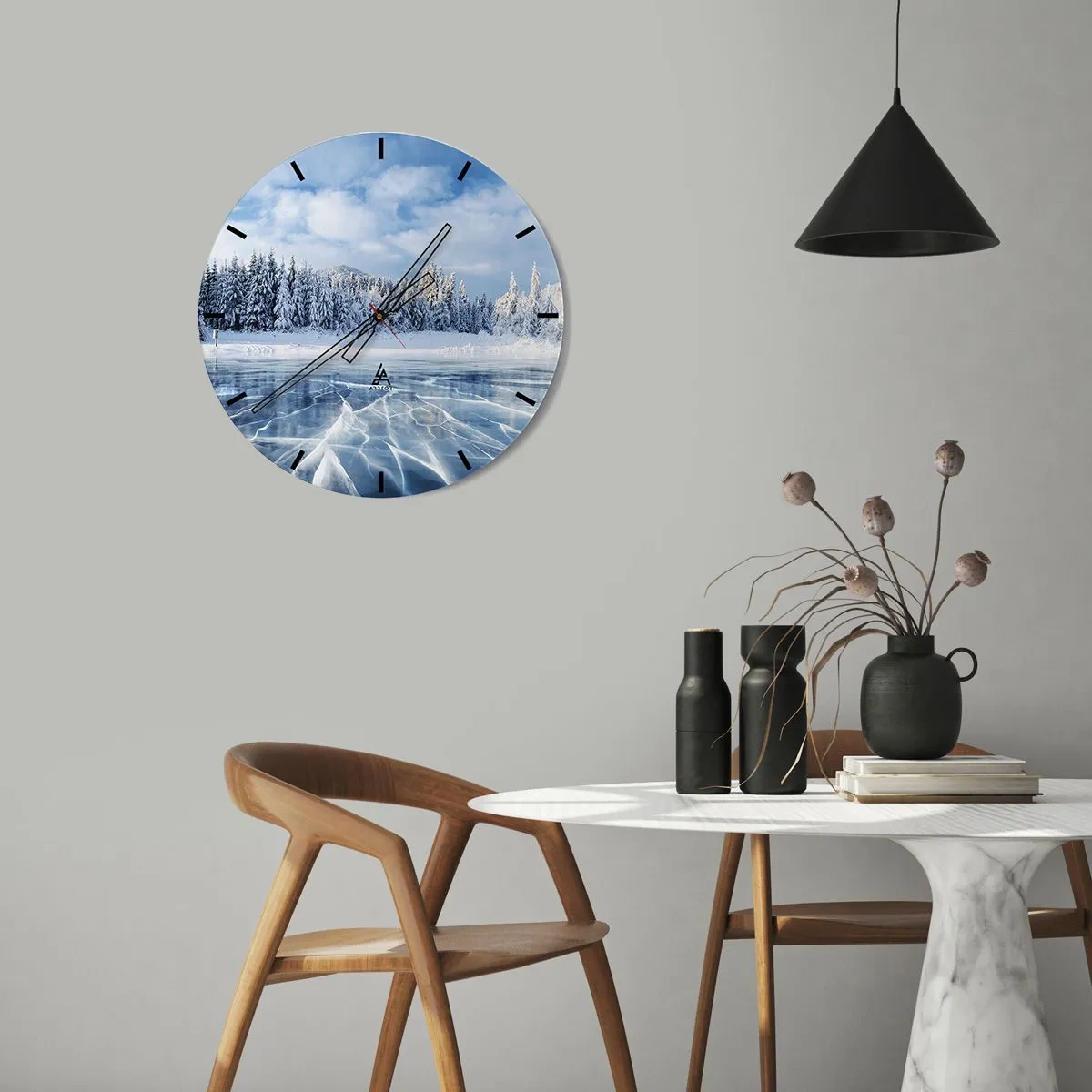 Wall clock - Clock on glass - Dazling and Crystalline View - 40x40 cm