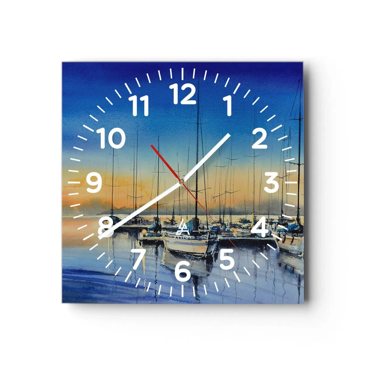 Wall clock - Clock on glass - The End of a Good Day - 40x40 cm