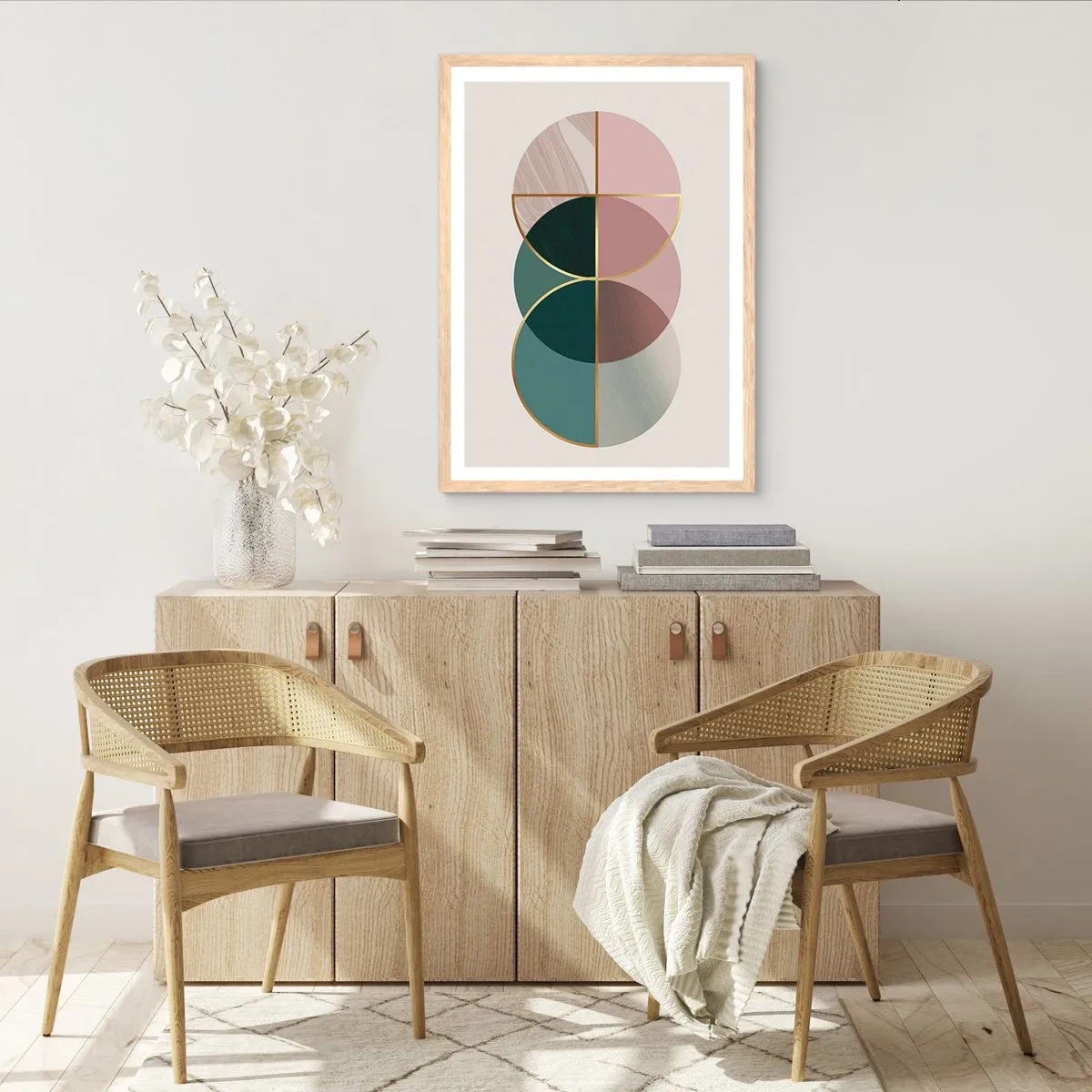 Poster in light oak frame - Circle after Circle - 70x100 cm