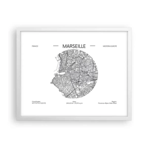Poster in white frmae - Anatomy of Marseille - 50x40 cm