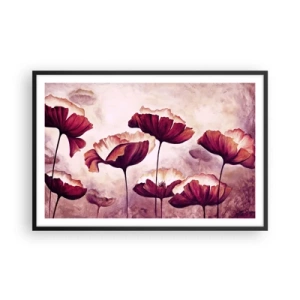 Poster in black frame - Red and White Flake - 91x61 cm