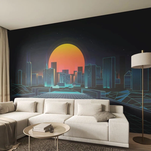 Self-Adhesive Photo Wallpaper Deluxe Sticker - You Wanna Go Back to Reality? - Abstraction, City, Sun - 250x175 cm