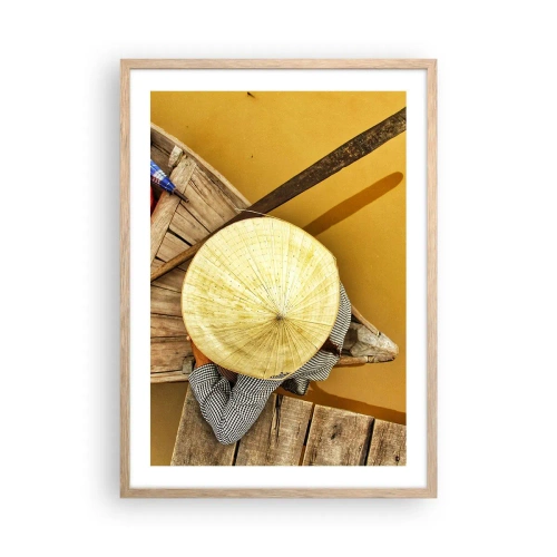 Poster in light oak frame - Life on a Yellow River - 50x70 cm