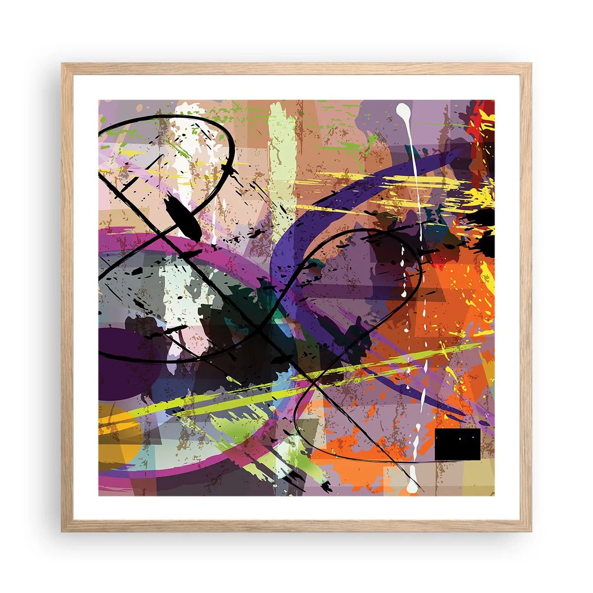 Poster in light oak frame - Straight Ahead or Around - 60x60 cm