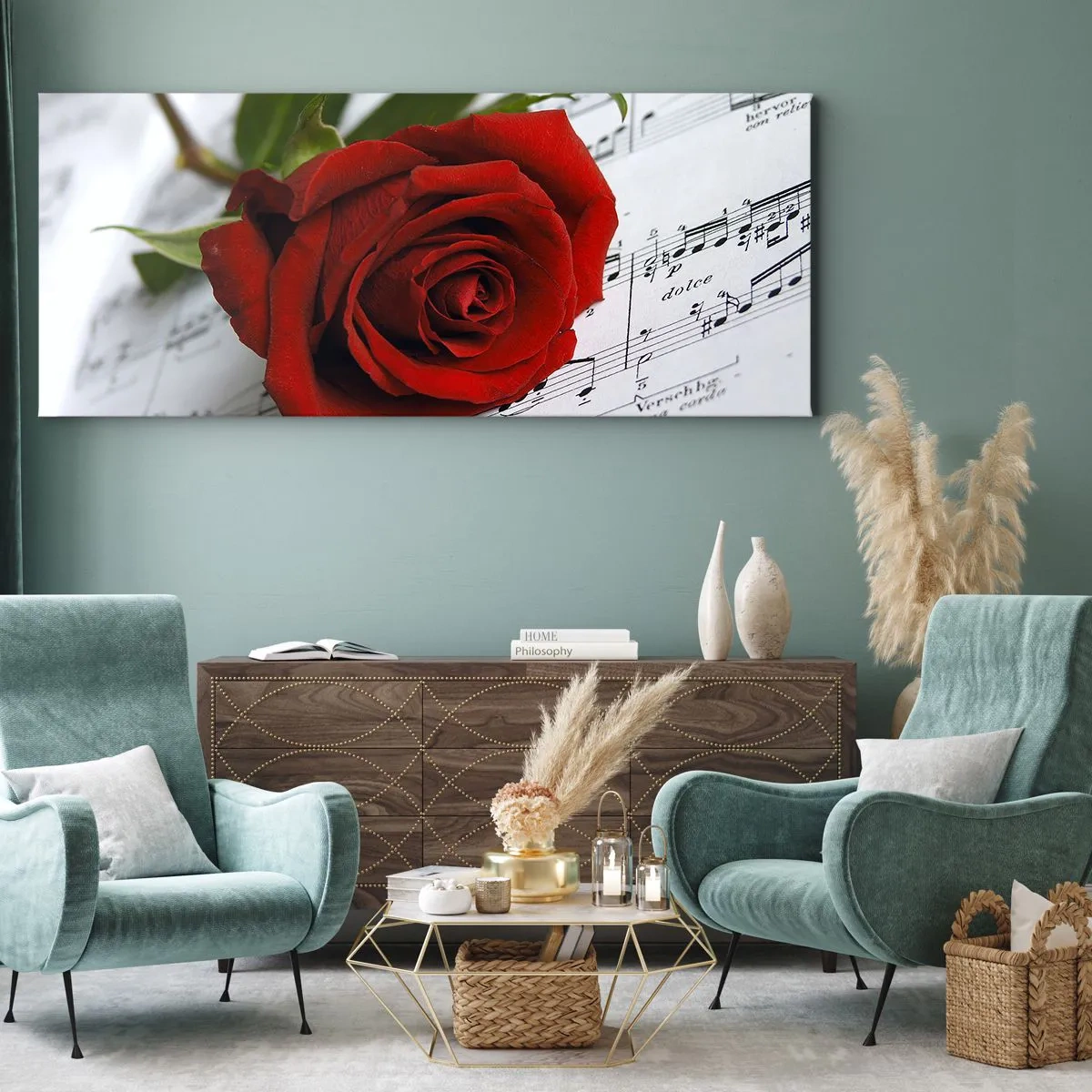 Canvas picture - Music of Feelings in Scarlet - 140x50 cm