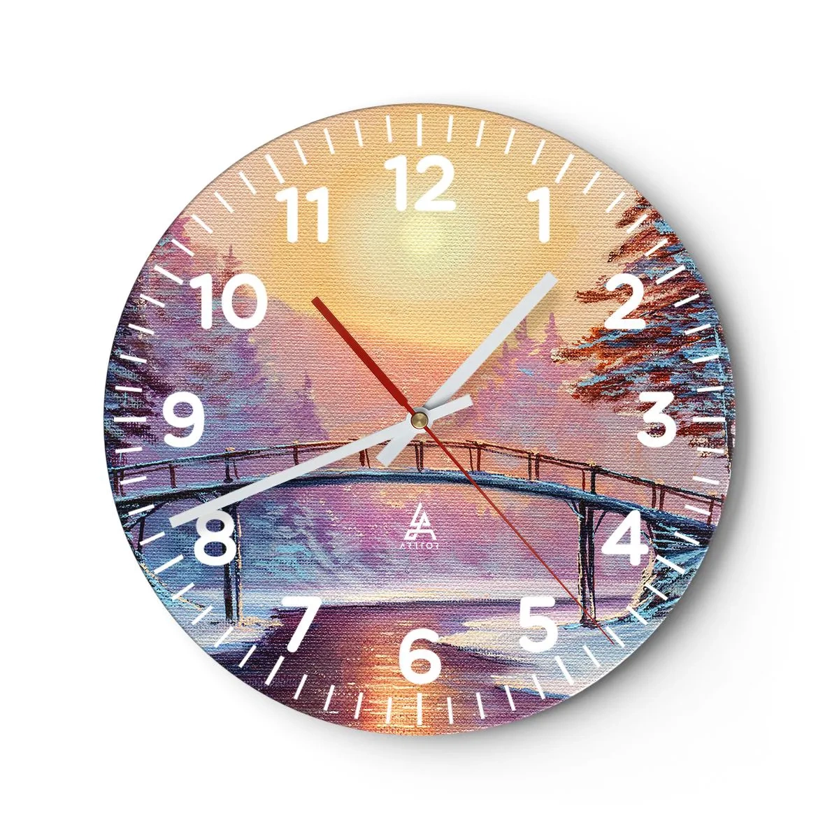 Wall clock - Clock on glass - Four Seasons - Winter - 40x40 cm