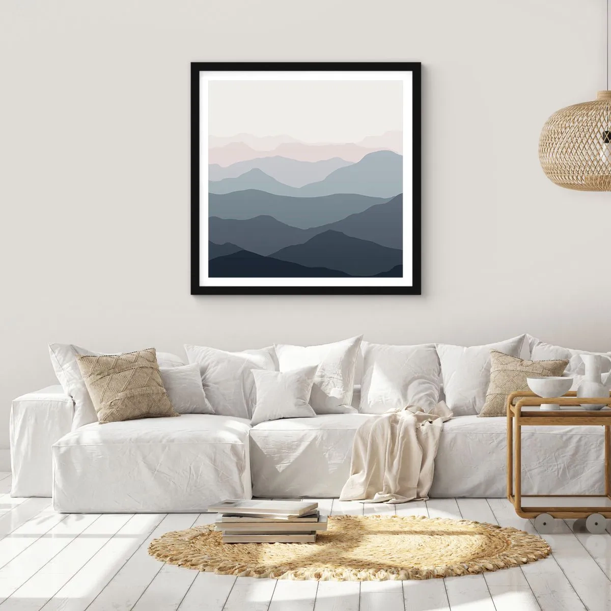 Poster in black frame - Mountain Waves - 30x30 cm