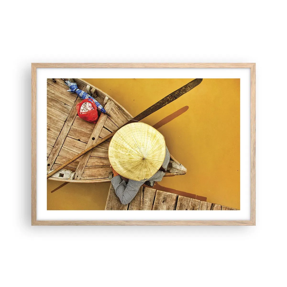 Poster in light oak frame - Life on a Yellow River - 70x50 cm