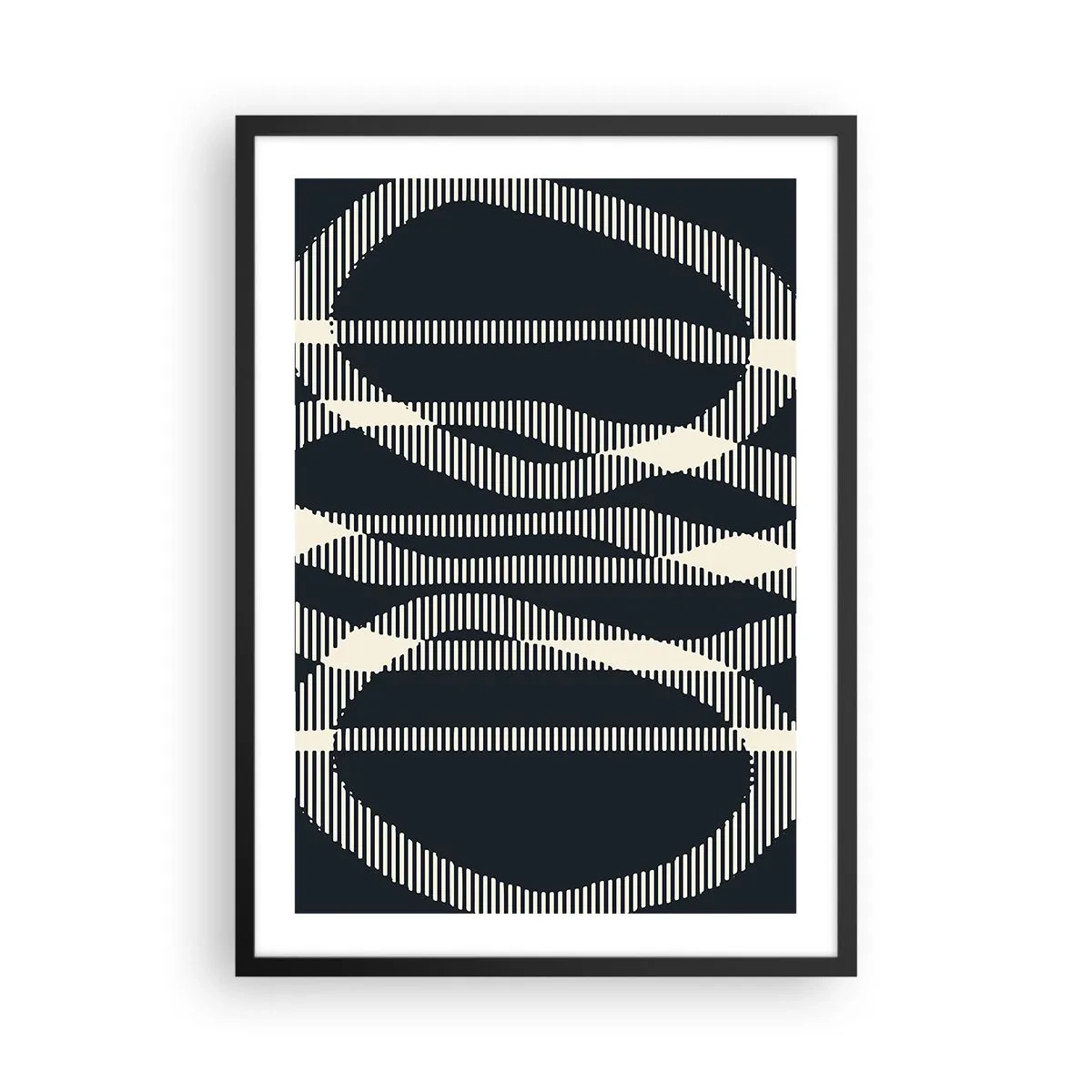 Poster in black frame - Abstract geometric motif in shades of black and white - 50x70cm - Attempt at Breaking Darkness - Modern wall decoration for the living room and bedroom ARTTOR