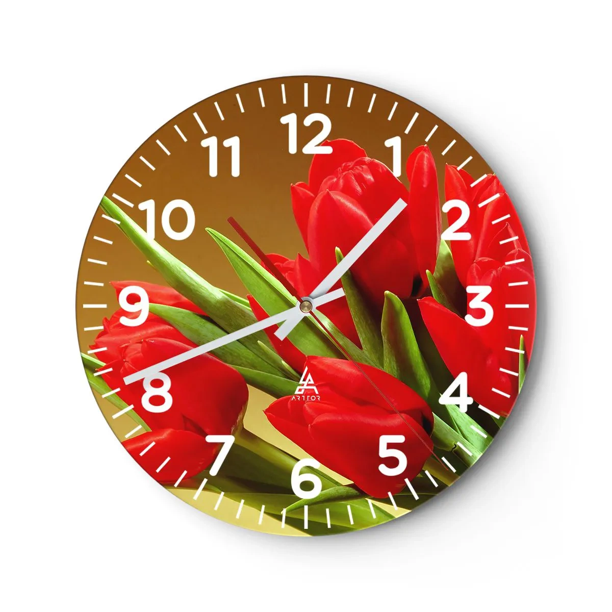 Wall clock - Clock on glass - Bunch of Spring Joy - 30x30 cm