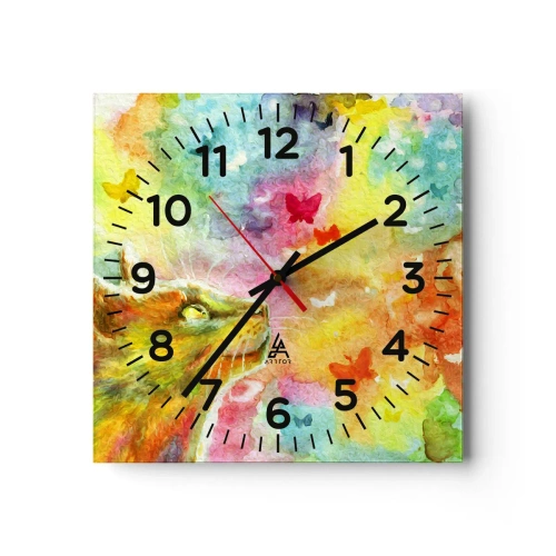 Wall clock - Clock on glass - Cat's Dream - 30x30 cm